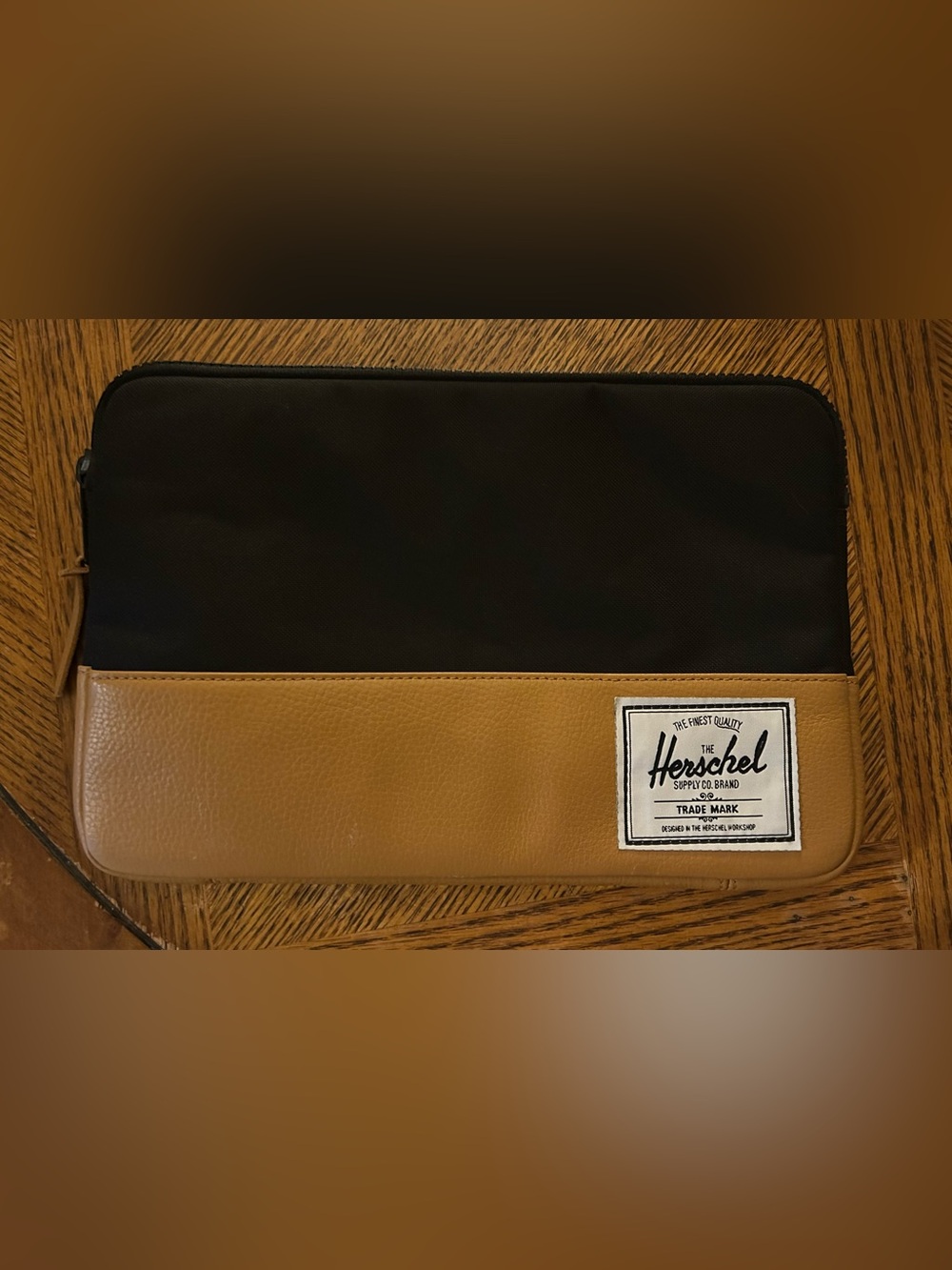 Herschel 13" Laptop Sleeve Case Color Block Black/Tan Zippered Sleeve
